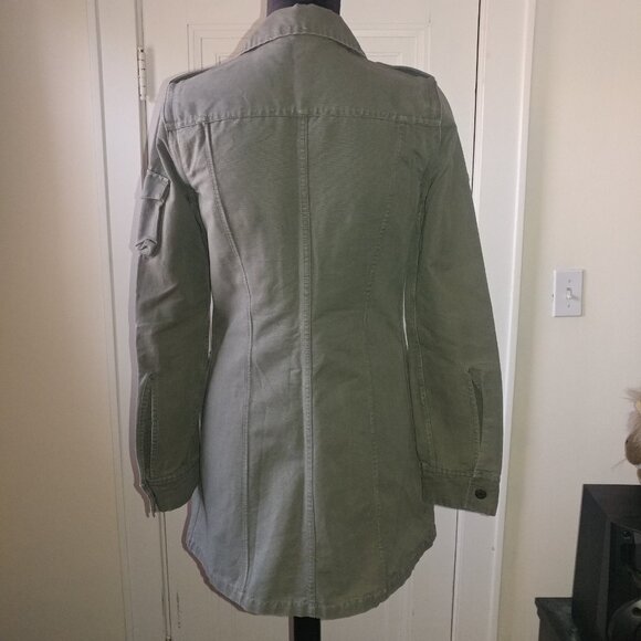 BB Dakota Vintage Olive Green Long Twill Utility Jacket - Size Small - Picture 4 of 15